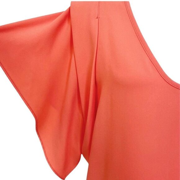 Trina Turk Hula Flutter Sleeve Popover Blouse Medium Coral - Picture 4 of 7
